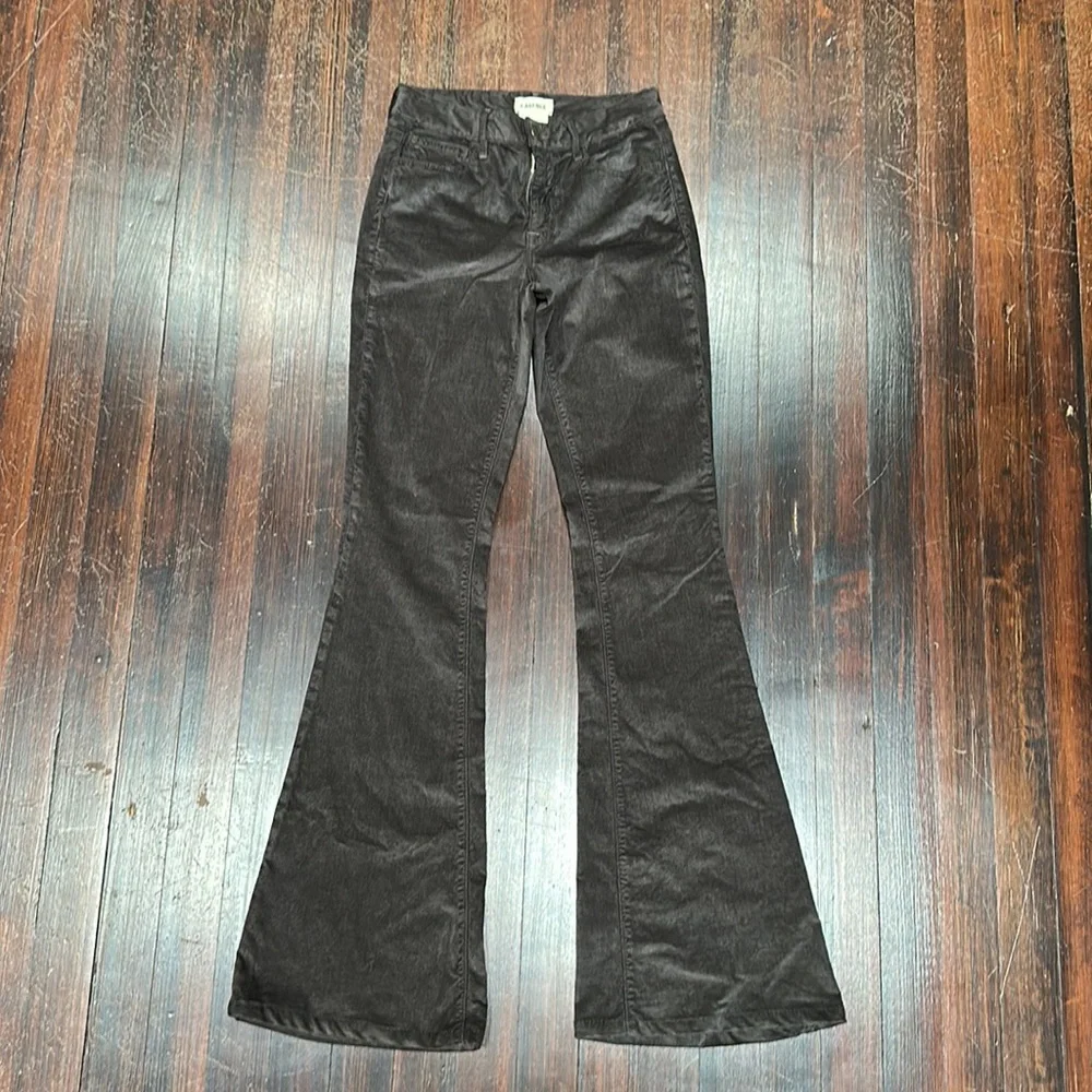 L’AGENCE Women’s Velvet Jeans Pants Size 25 Charcoal Gray Flare Bell Bottoms - Picture 2 of 4